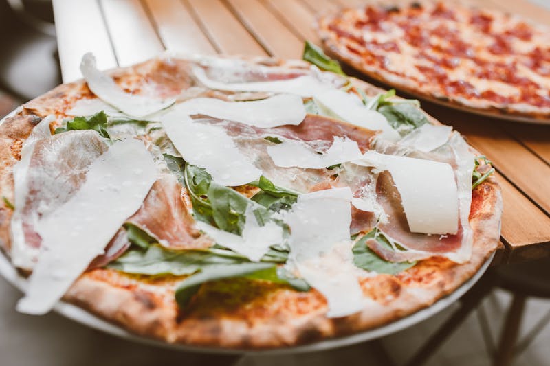 Prosciutto Bianca white pizza with prosciutto and figs